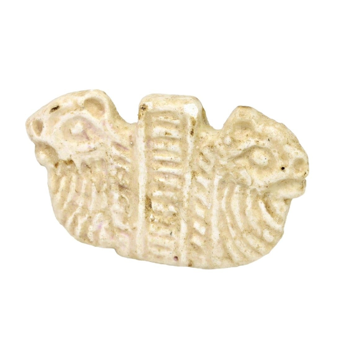 An Ancient Coptic Egyptian Alabaster Amulet with Dual Lions, c. 4th-6th Century CE (1 of 1)