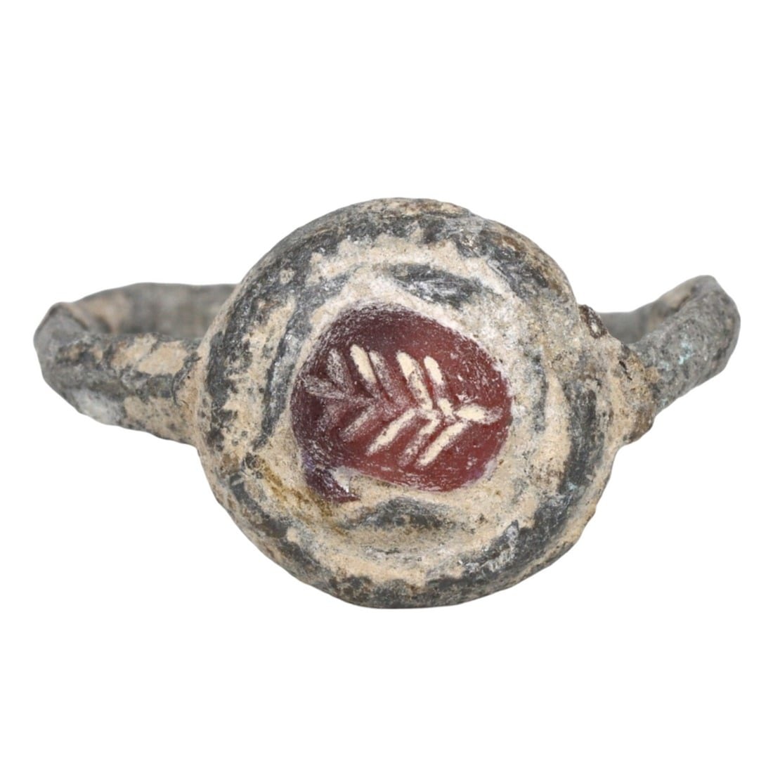 An Ancient Sasanian Carnelian Silver Symbolic Stamp Seal Signet Ring, c. 224-651 AD: This symbolic stamp seal signet ring, made from carnelian set in silver. Dating back to the Sasanian period (c. 224-651 AD), it exemplifies the intricate craftsmanship and cultural significance of the