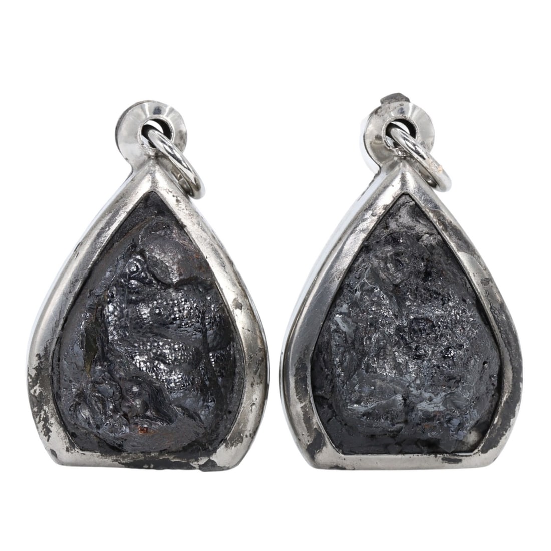 Modern Minimalist Contemporary Silver and Meteorite Pendant Set (1 of 1)