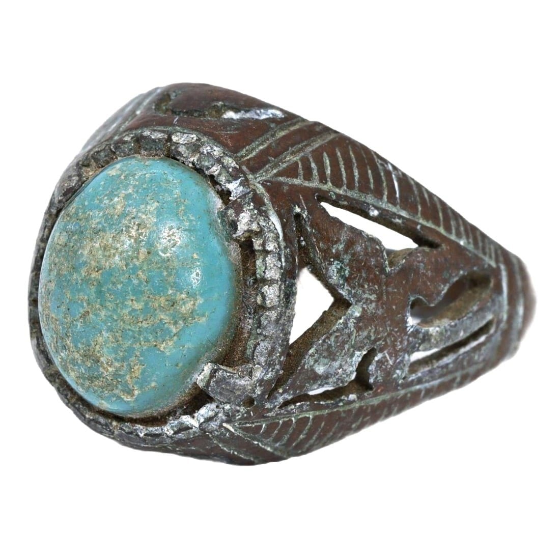 An Antique Islamic Turquoise-Set Silver Ring, ca. 18th-19th Century CE (1 of 2)