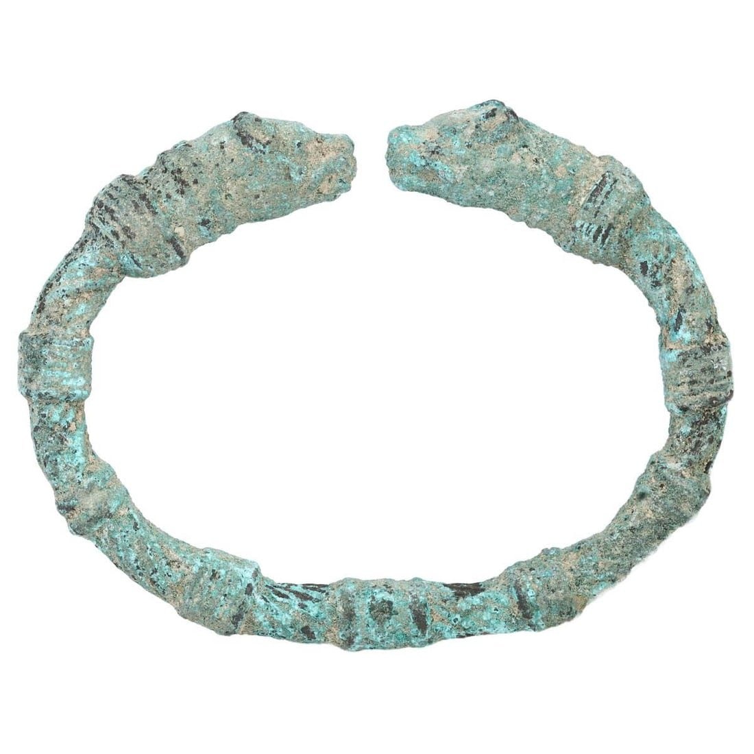 Ancient Animal Head Terminals Bronze Twisted Bangle from the Viking Age (1 of 2)