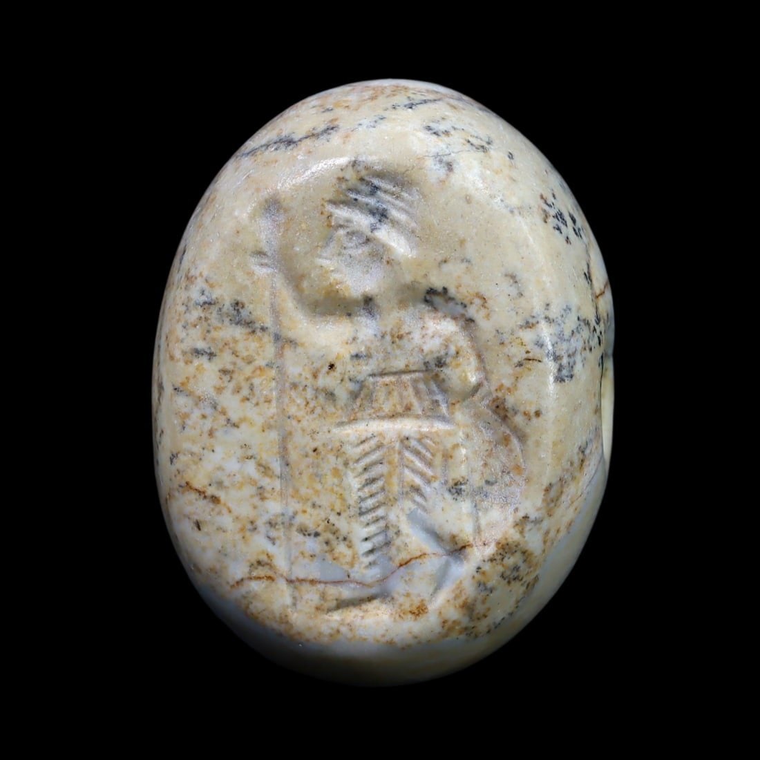 Ancient Sasanian Era Jasper Hemispherical Stamp Seal: Ancient Sasanian Era Jasper Hemispherical Stamp Seal