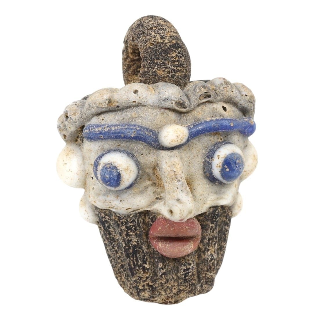 An Antique Mosaic Glass Phoenician Pattern Face Bead Pendant (1 of 1)