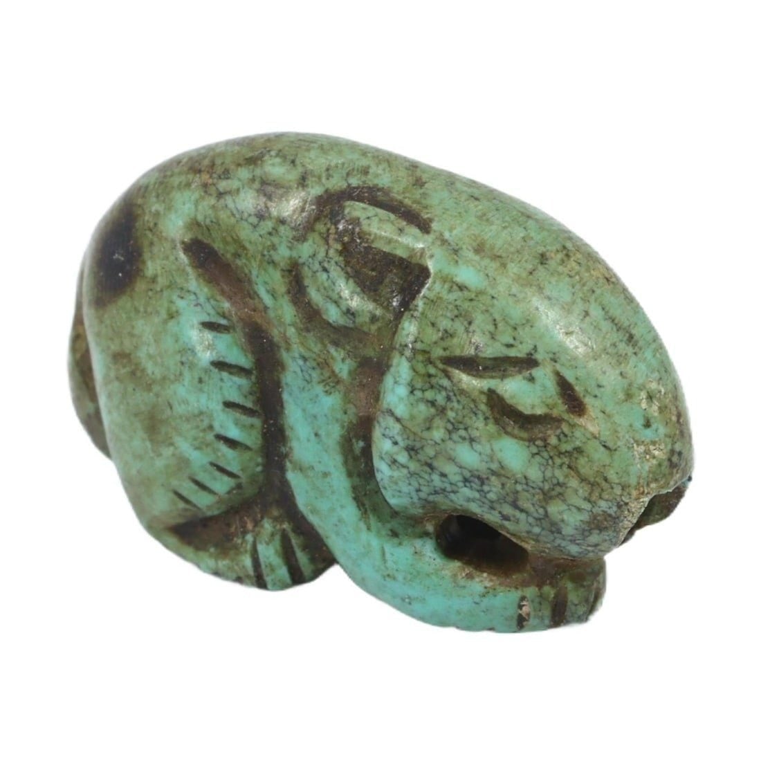 Antique Qing Dynasty Carved Turquoise Bead, 18th-19th Century CE (1 of 1)