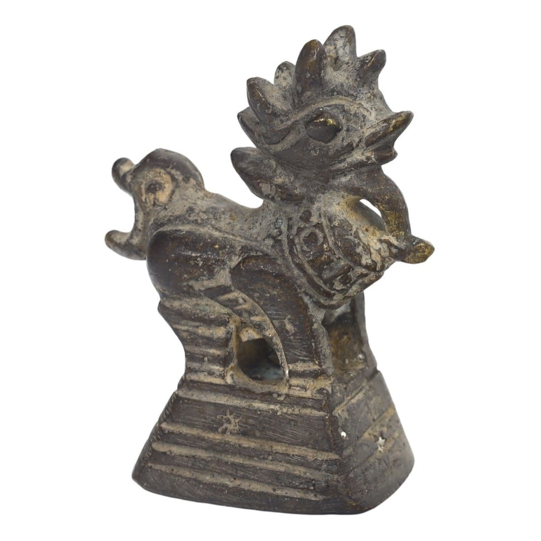 An Antique Late Medieval Period Myanmar Bronze Opium Weight: This opium weight, made from bronze, exemplifies the meticulous craftsmanship and cultural significance associated with late medieval Myanmar. Such weights were commonly used for measuring opium, refl