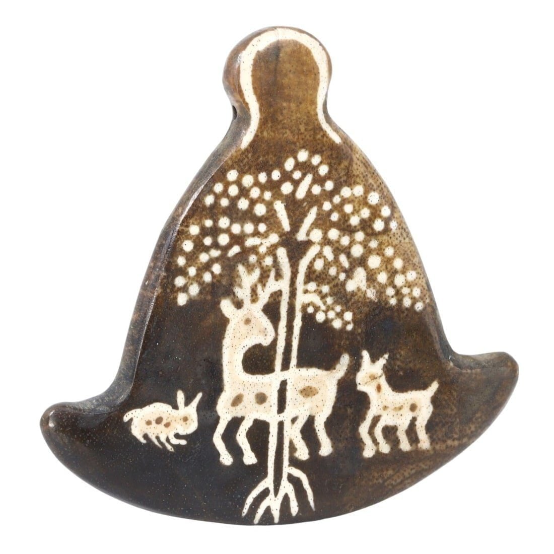 An Antique Pyu-Tircul Pumtek Palm Wood Amulet, 15th-18th Century: This exceptional antique amulet, skillfully carved from palm wood and identified as Pumtek, comes from the Pyu city-states, which flourished in what is now Myanmar. Adorned with engraved depictions of