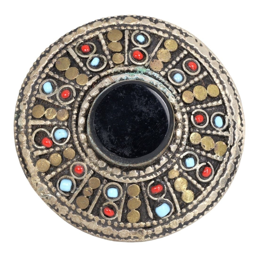 An Antique Safavid Gilt Silver Onyx Cocktail Ring: This exquisite cocktail ring, made from gilt silver and adorned with a striking Onyx stone. This ring exemplifies the intricate craftsmanship and cultural richness of the Safavid era in Persian histor