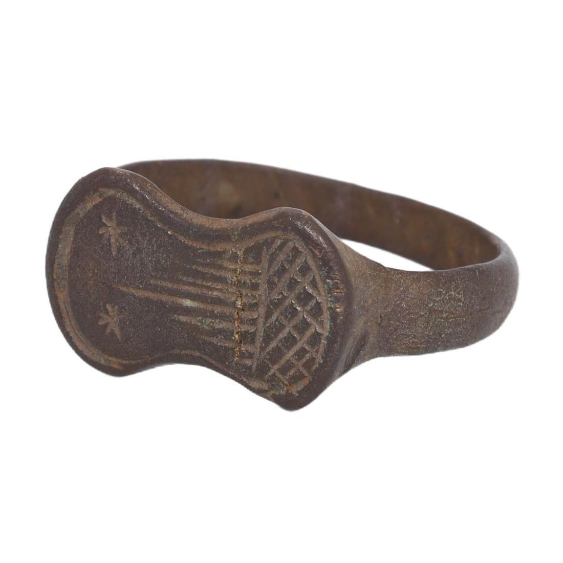 An Ancient Bronze Ring with Engraved Linear Patterns, Possibly Celtic, ca. 1st-5th Century CE (1 of 2)