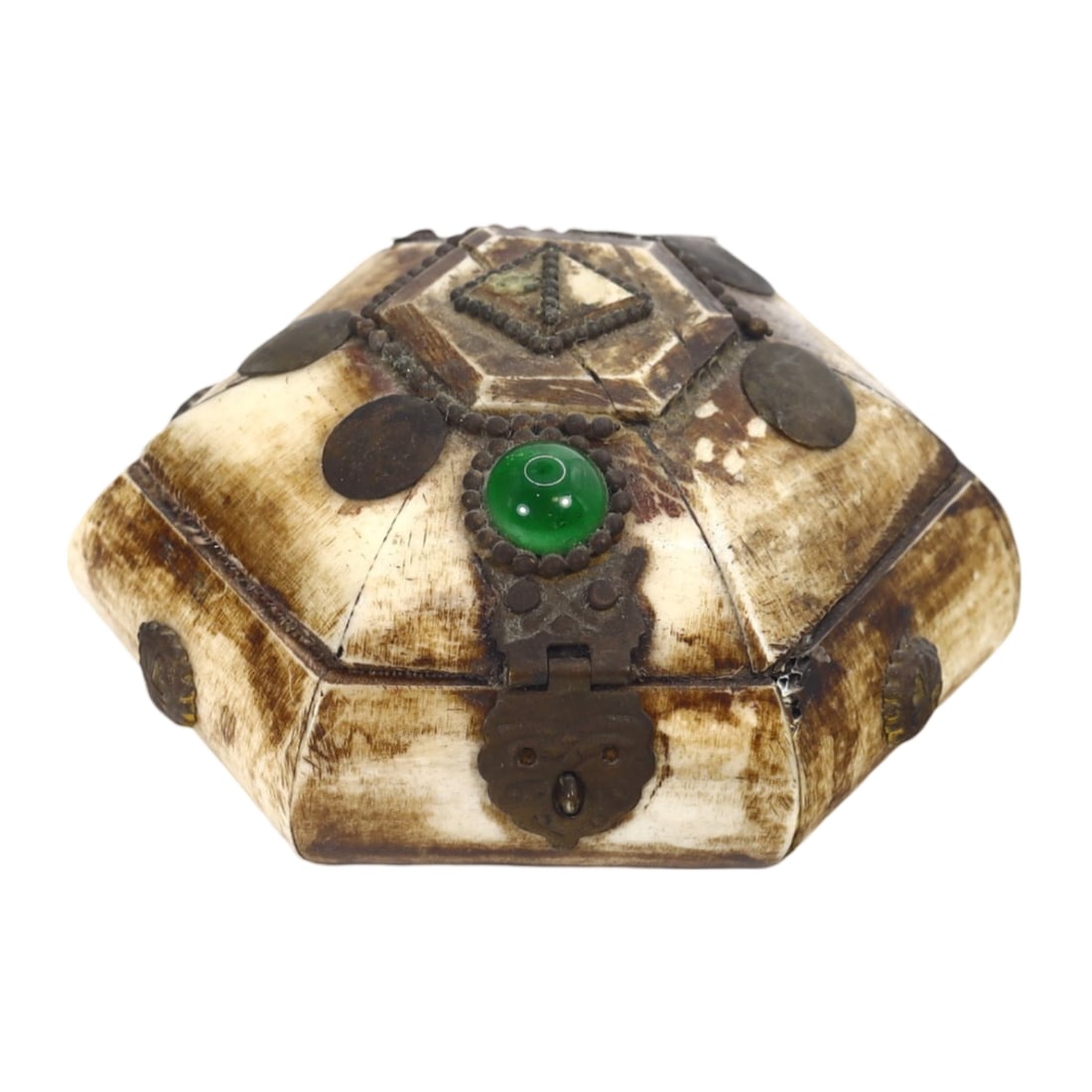 Antique Islamic Conch Shell Gemstone Trinket Box: Antique Islamic Conch Shell Gemstone Trinket Box
