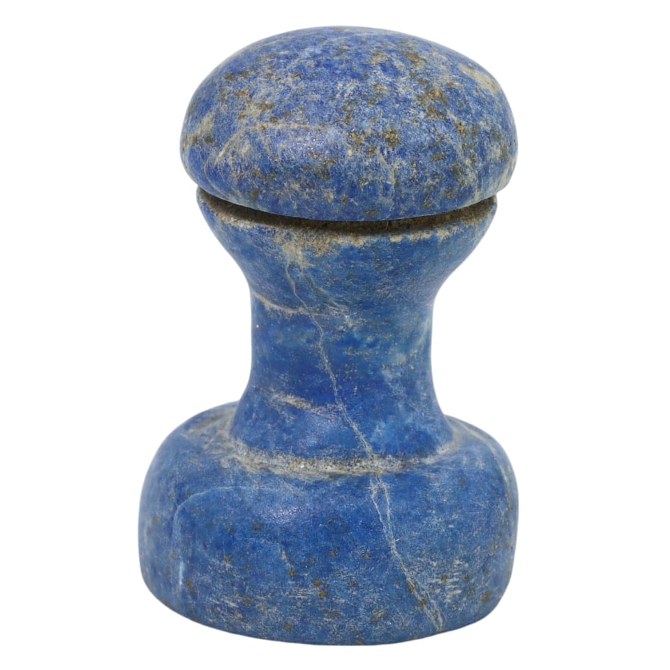 Carved Sasanian Islamic Lapis Lazuli Stone Weight: Carved Sasanian Islamic Lapis Lazuli Stone Weight