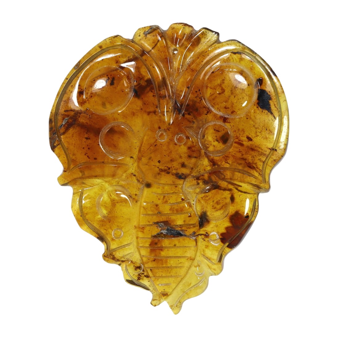 Chinese Carved Butterfly Amber Locket Pendant: Chinese Carved Butterfly Amber Locket Pendant