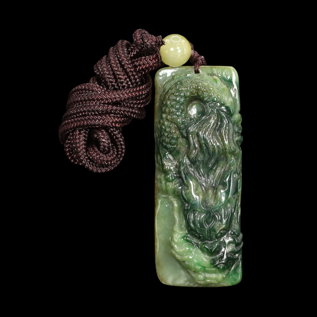 Eastern Oriental Asian Chinese Carved Jadeite Jade Dragon Pendant (1 of 2)