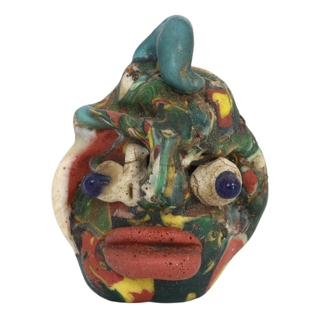 Antique Venetian Murano Millefiori Glass Cylinder Face Bead: Antique Venetian Murano Millefiori Glass Cylinder Face Bead