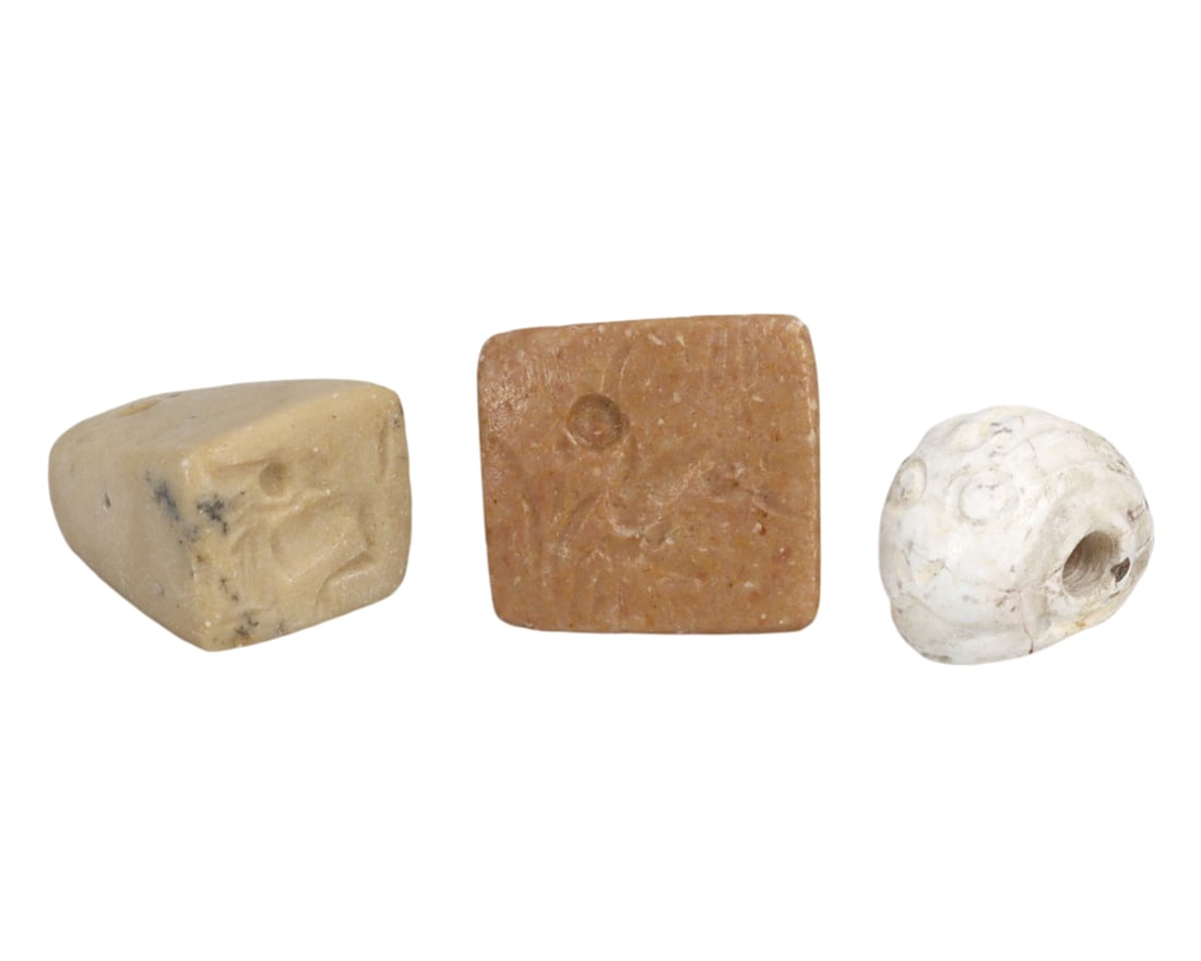 Lot of 3 Sasanian Islamic Hemispherical Shaped Stamp Seals: Lot of 3 Sasanian Islamic Hemispherical Shaped Stamp Seals