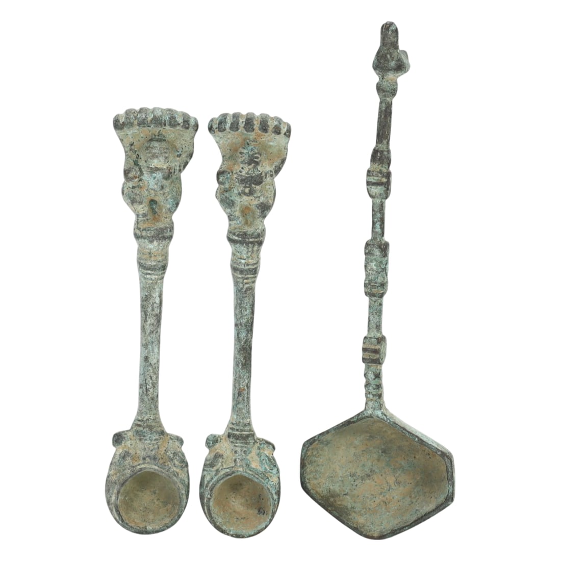 Lot of 3 Indo-Himalayan Bronze Ritual Spoons (1 of 2)