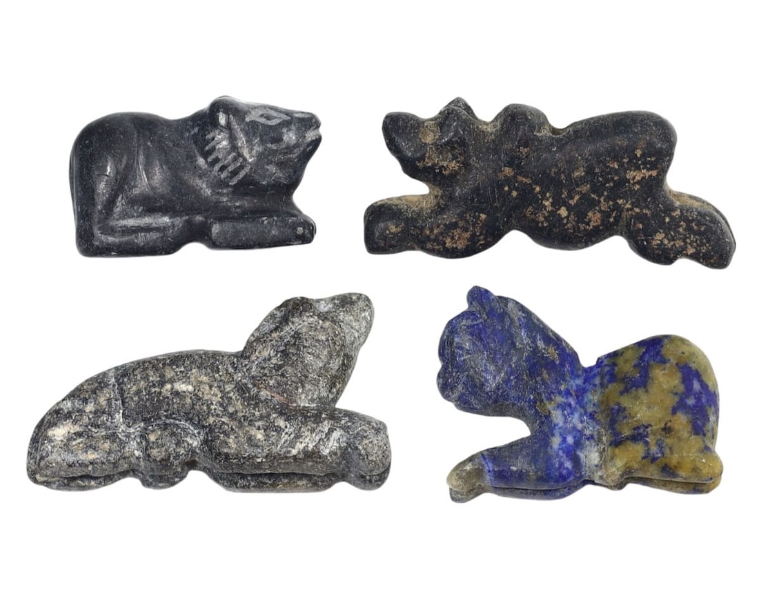 Lot of 4 Near Eastern Chlorite Schist Carved Zoomorphic Figurine Amulets (1 of 1)