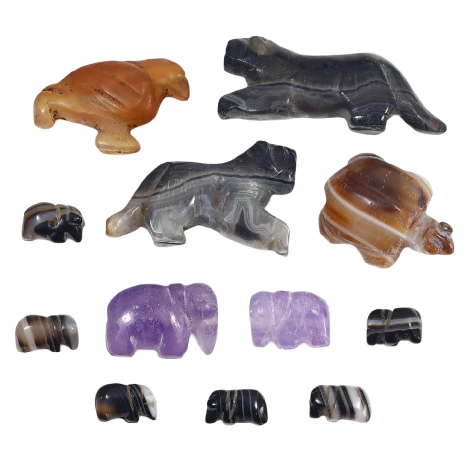 Lot of 12 Ancient Egyptian Coptic-Islamic Era Carved Zoomorphic Amulet Beads (1 of 1)