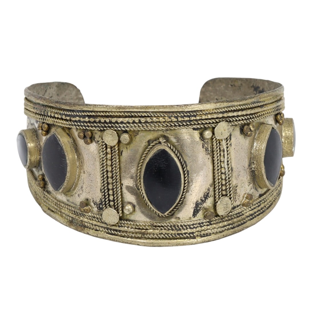 Traditional Tribal Middle Eastern Black Onyx Cuff Bracelet (1 of 1)