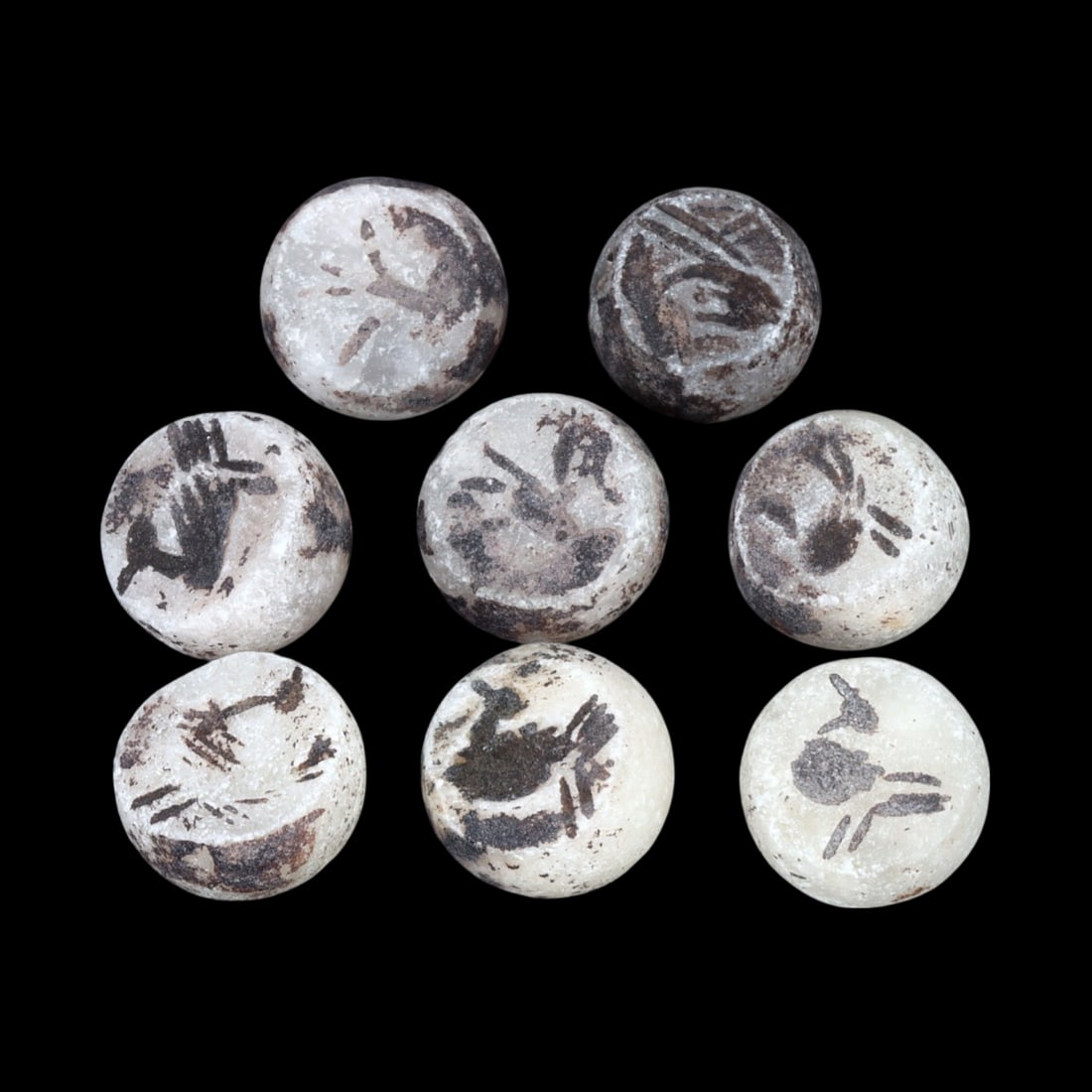 Lot of 8 Ancient Sasanian Islamic Hemispherical Shaped Stamp Seals: Lot of 8 Sasanian Islamic Hemispherical Shaped Stamp Seals
