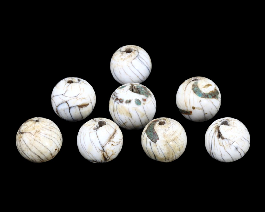 Lot of 8 Himalayan Tibetan Conch Shell Mala Prayer Beads (1 of 1)