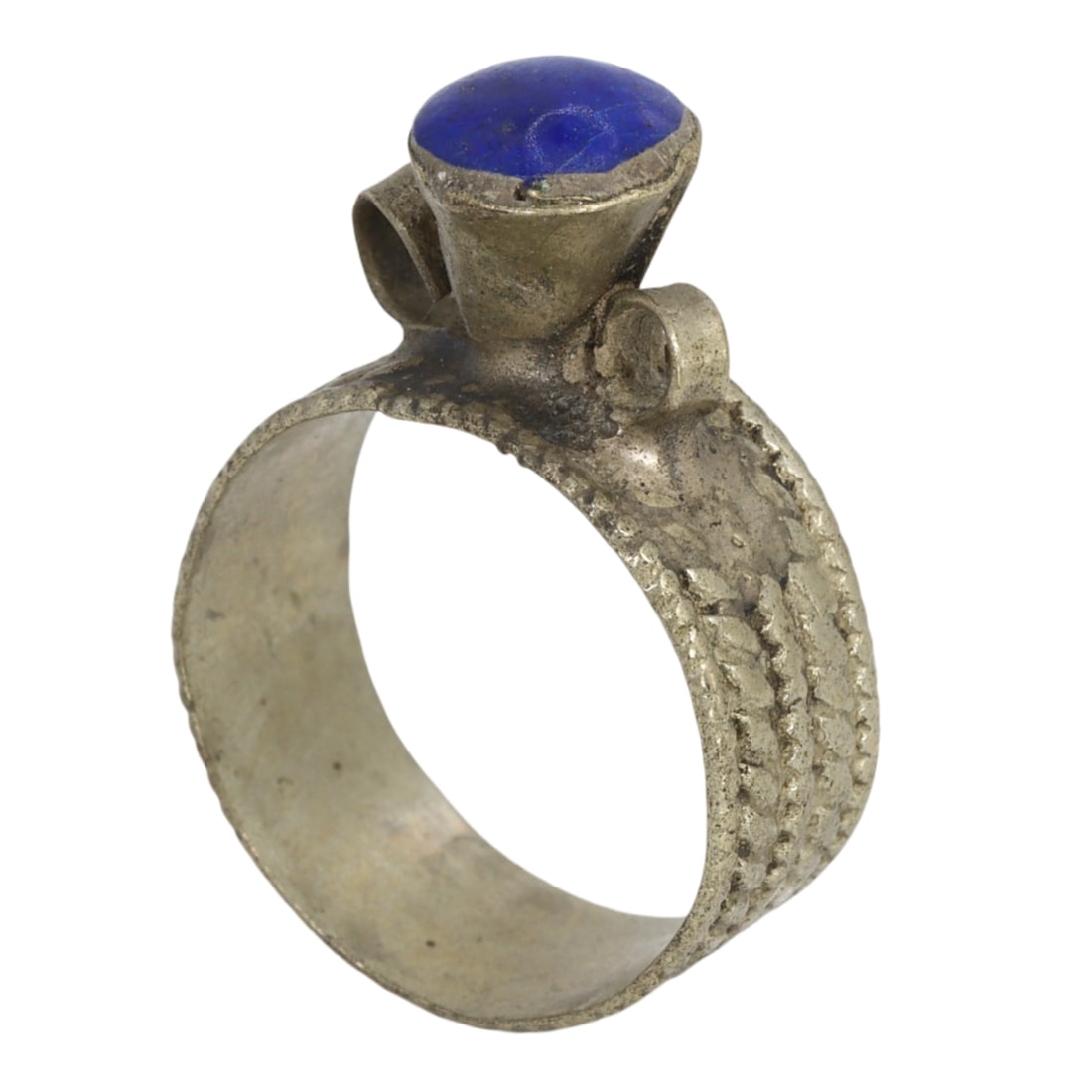 Antique Medieval Silver Ring with Lapis Lazuli Ring US 9 (1 of 3)