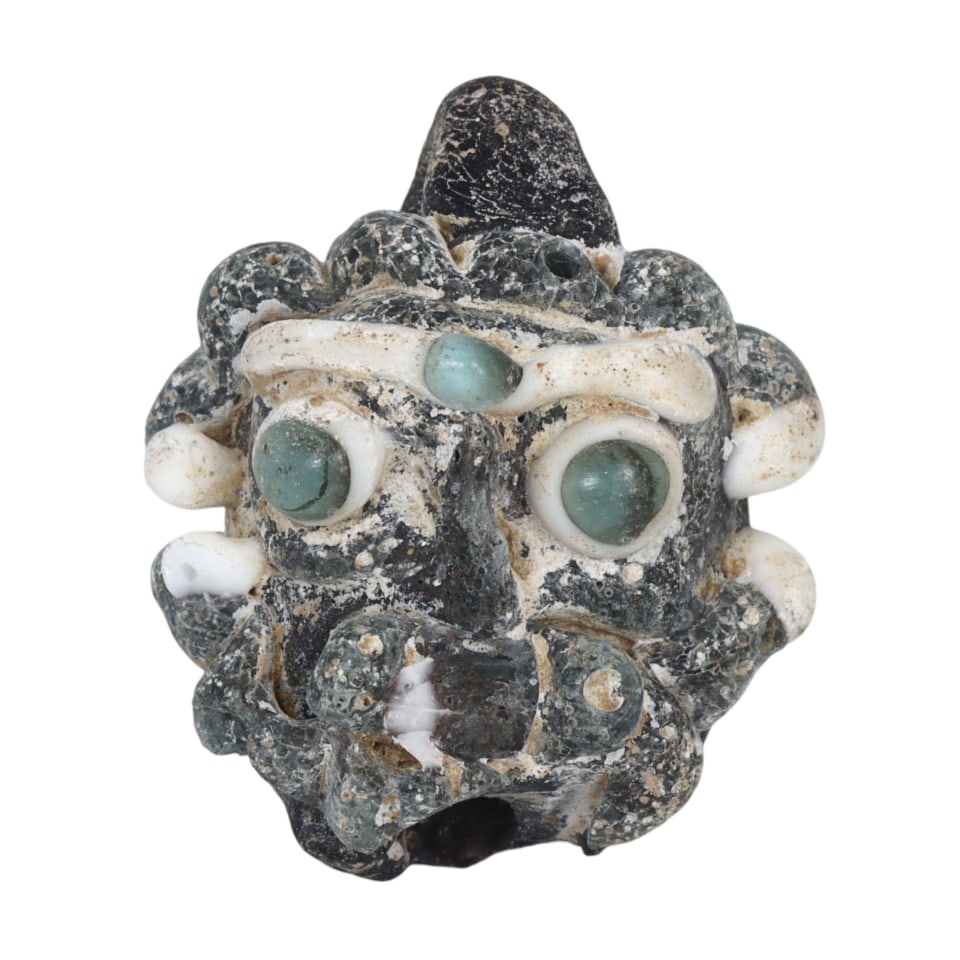 Antique Mosaic Glass Phoenician Pattern Face Bead Pendant (1 of 1)