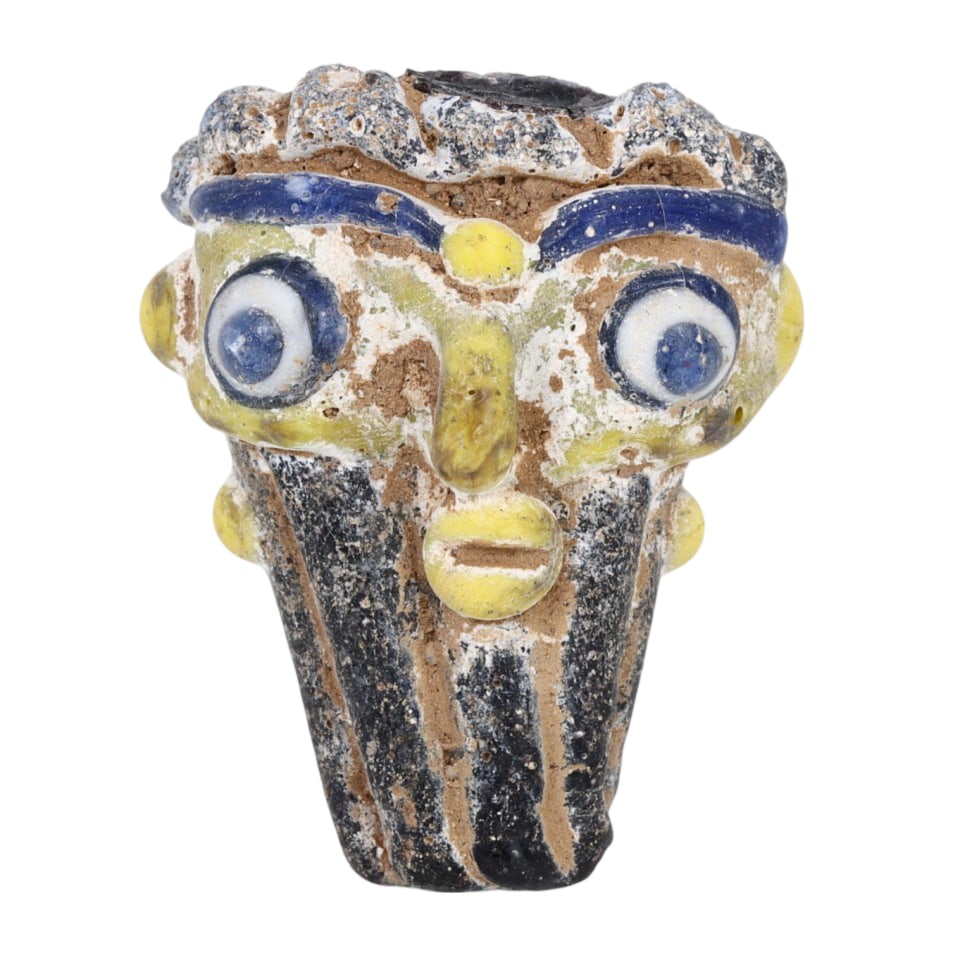 Antique Phoenician Pattern Mosaic Glass Face Bead Pendant (1 of 1)