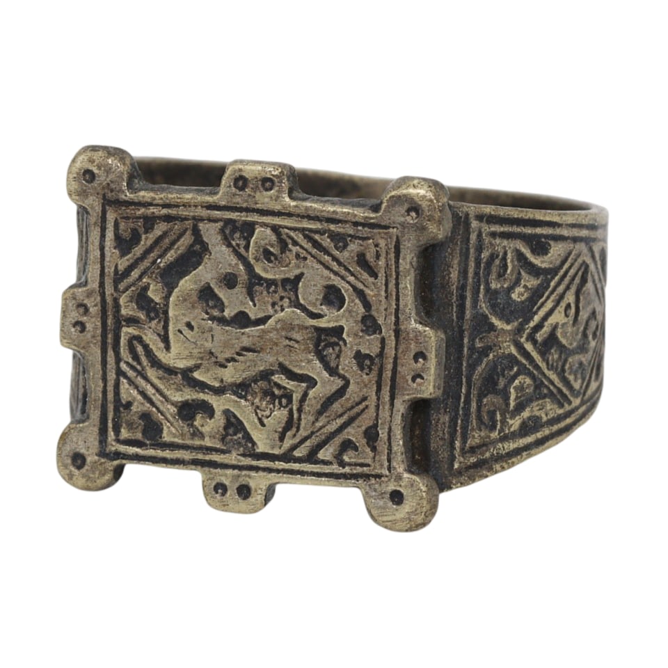 Antique Scythian Art Carving Brass Ring US 9.5: Antique Scythian Art Carving Brass Ring US 9.5