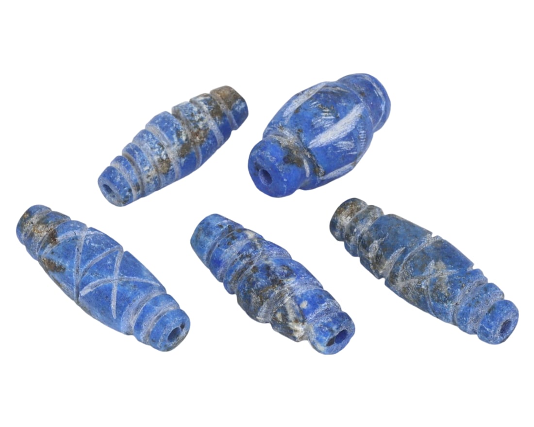 Lot of 5 Egyptian Coptic Era Lapis Lazuli Beads: Lot of 5 Egyptian Coptic Era Lapis Lazuli Beads