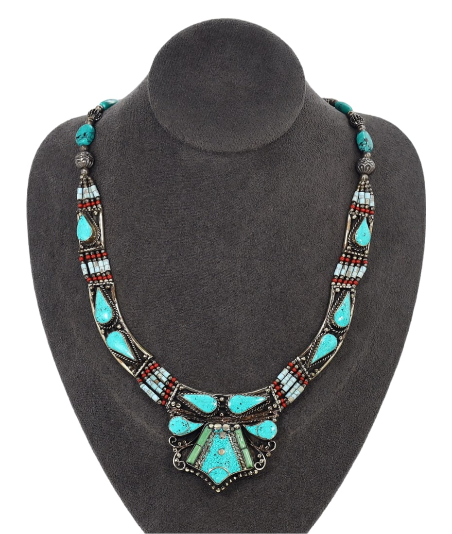 Traditional Himalayan Tibetan Ethnic Tribal Silver Necklace (1 of 1)