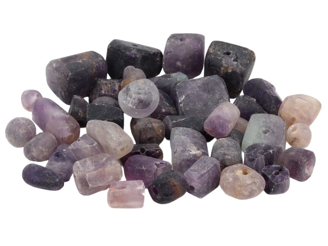 Lot of Ancient Greek and Roman Carved Amethyst Stone Beads (1 of 1)
