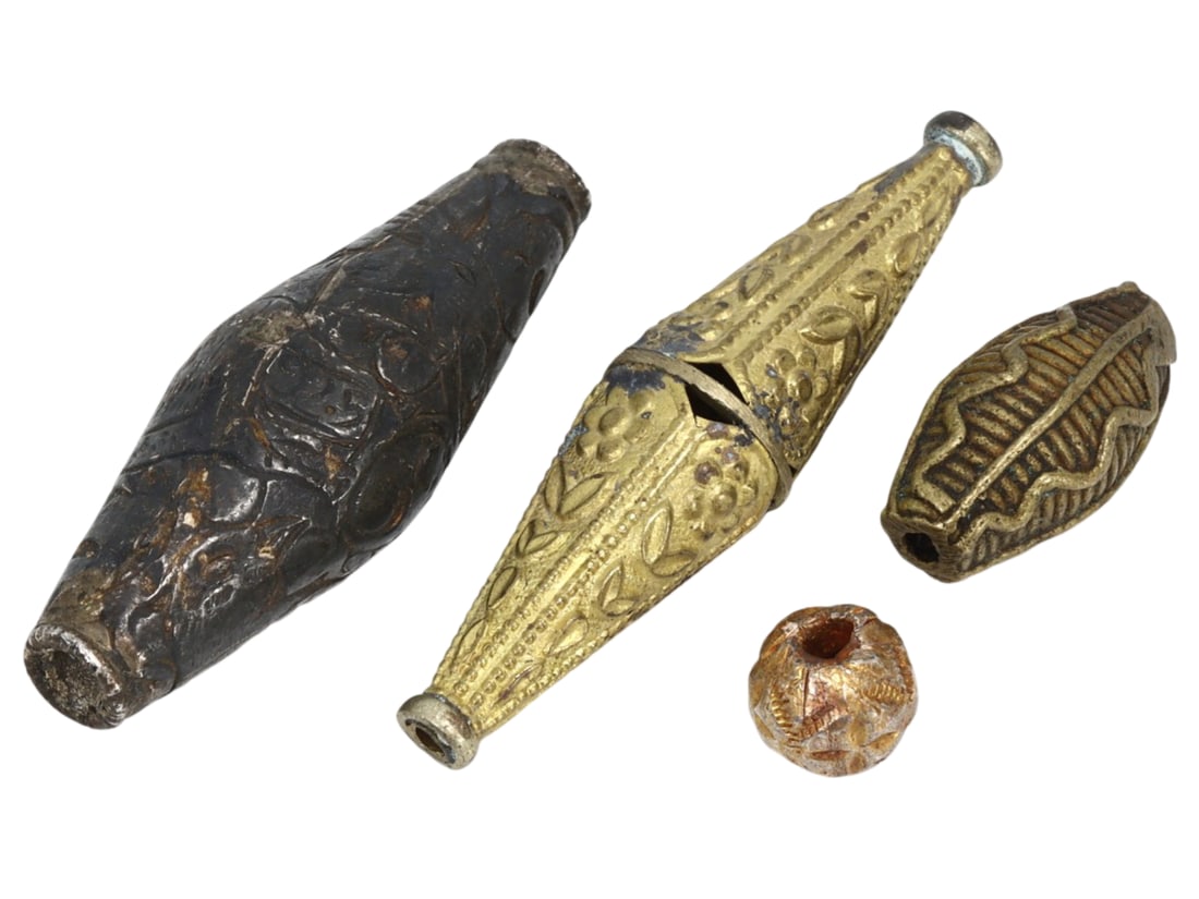 Lot of 4 Antique Byzantine Islamic Ornate Beads: Lot of 4 Antique Byzantine Islamic Ornate Beads