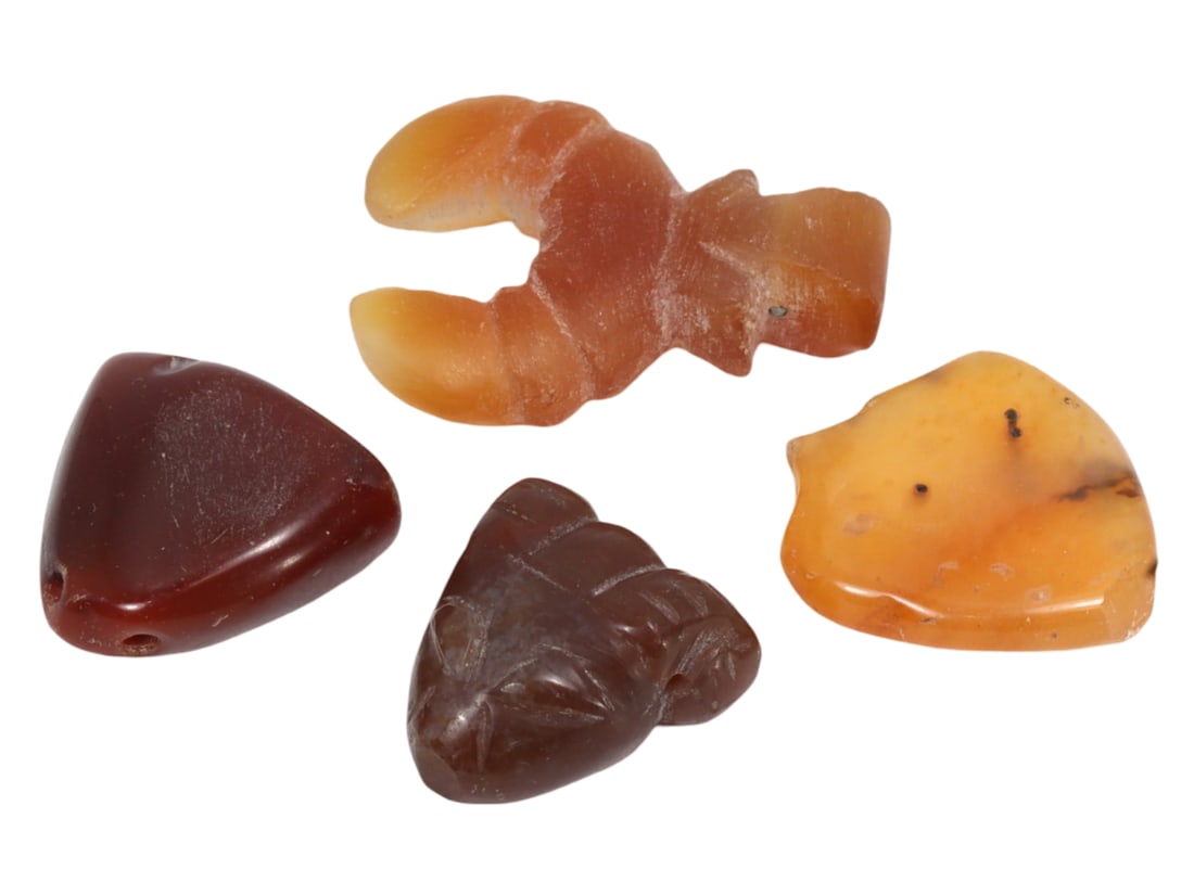 Lot of 4 Ancient Byzantine Egyptian Coptic Carved Amulets Beads (1 of 1)