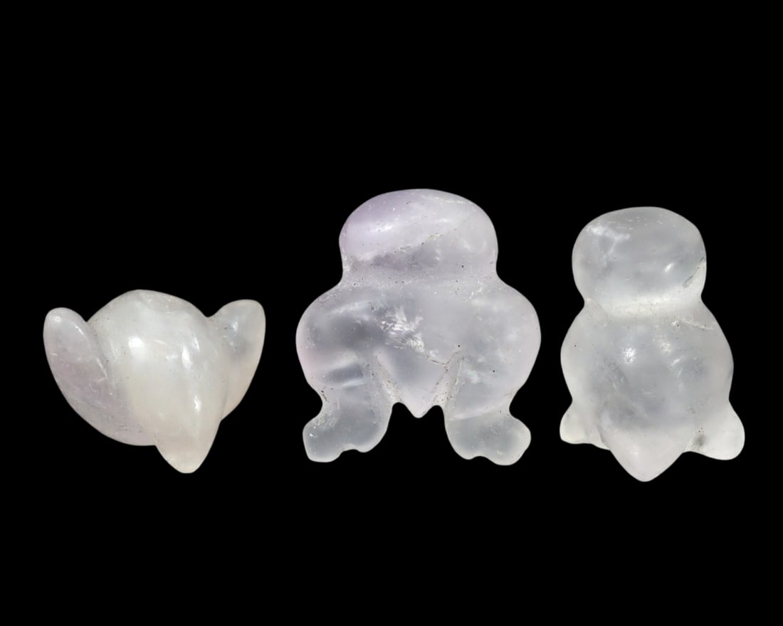 Lot of 3 Ancient Egyptian Byzantine Coptic Period Carved Crystal Amulets Beads (1 of 1)