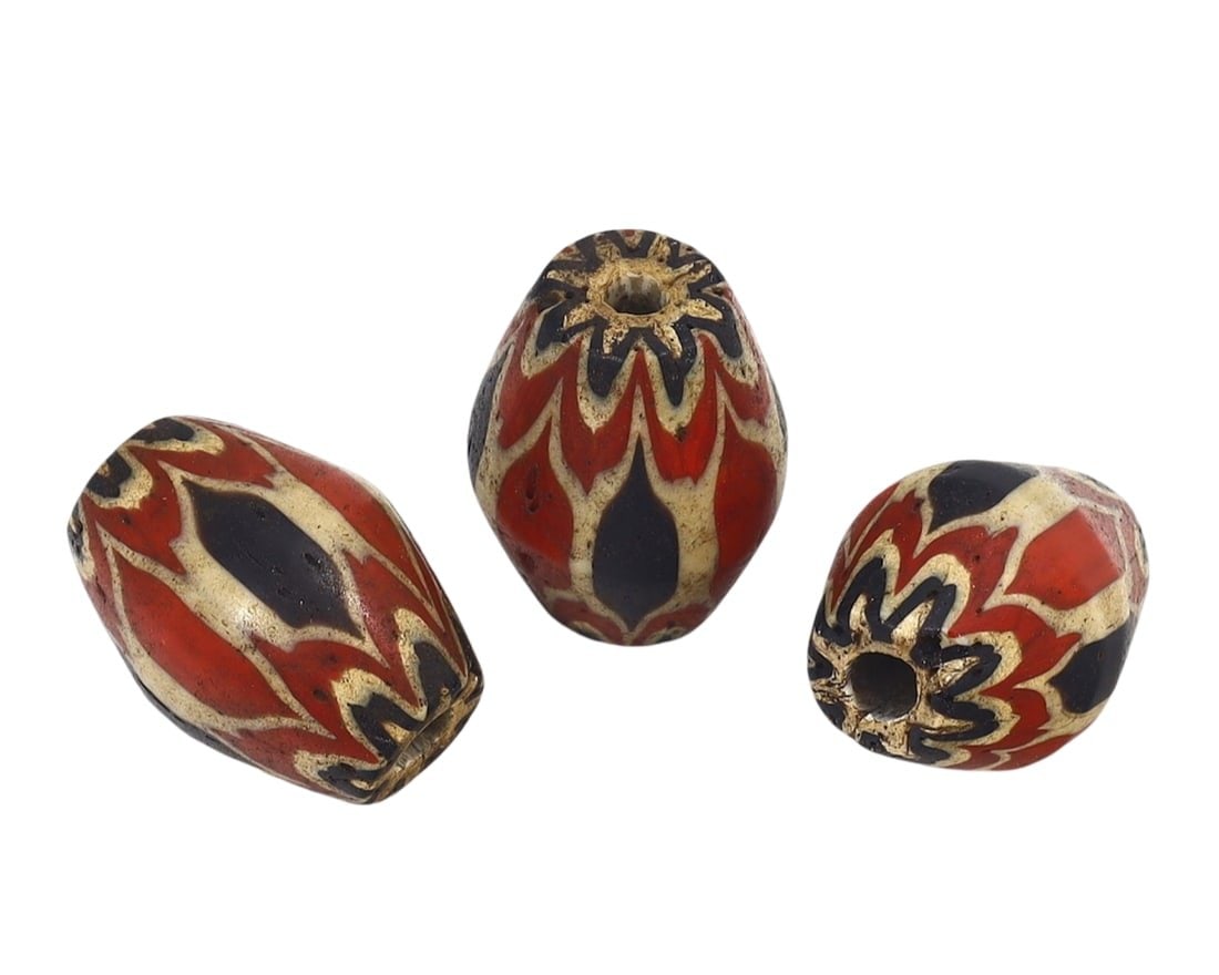 Lot of 3 Antique Venetian Chevron Trade Beads (1 of 1)