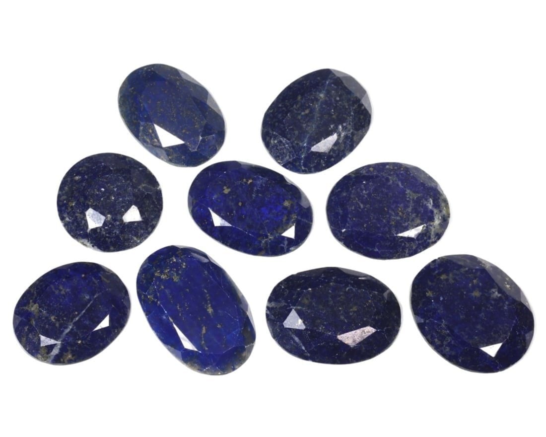 Lot of 9 Tribal Afghan Faceted Lapis Lazuli Stones: Lot of 9 Tribal Afghan Faceted Lapis Lazuli Stones