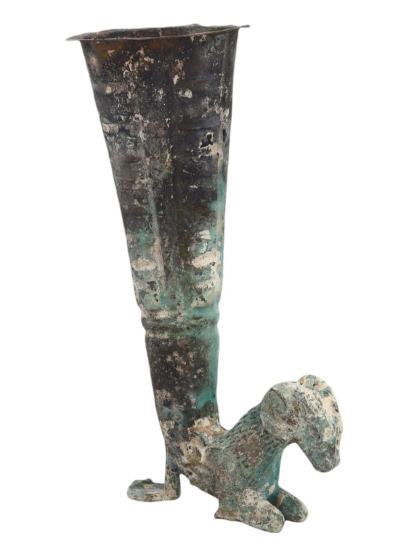 Ancient Classical Period Bronze Ram Head Rhyton Drinking Horn Cup (1 of 3)