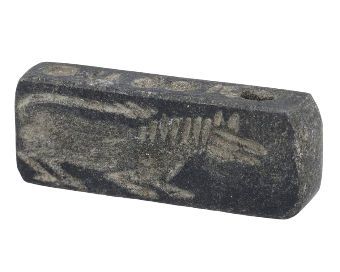 Ancient Mesopotamian Double Convex Basalt Stamp Seal: Ancient Mesopotamian Double Convex Basalt Stamp Seal