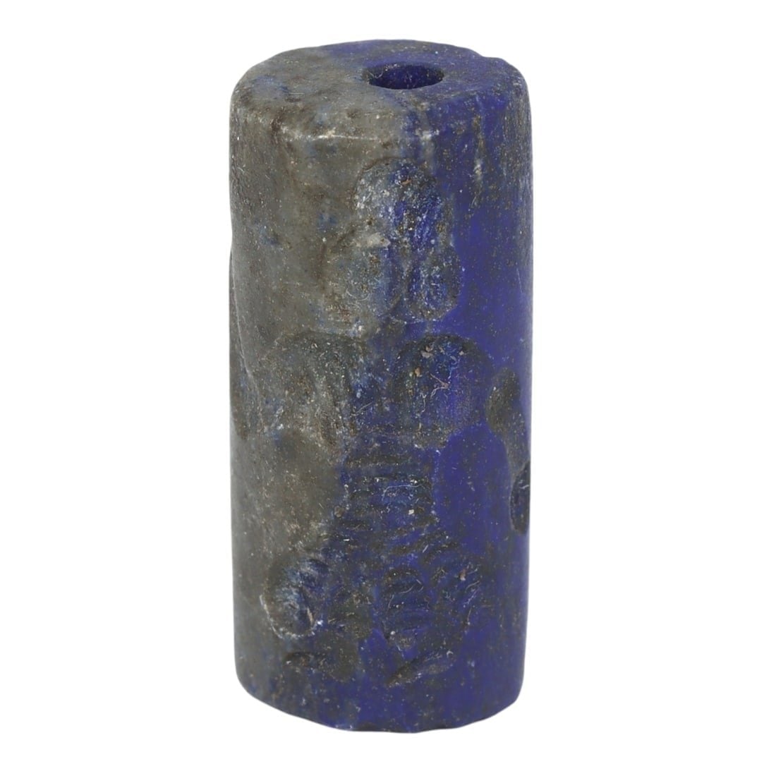 Ancient Mesopotamian Cylinder Seal with Nomad Man Carvings: Ancient Mesopotamian Cylinder Seal with Nomad Man Carvings