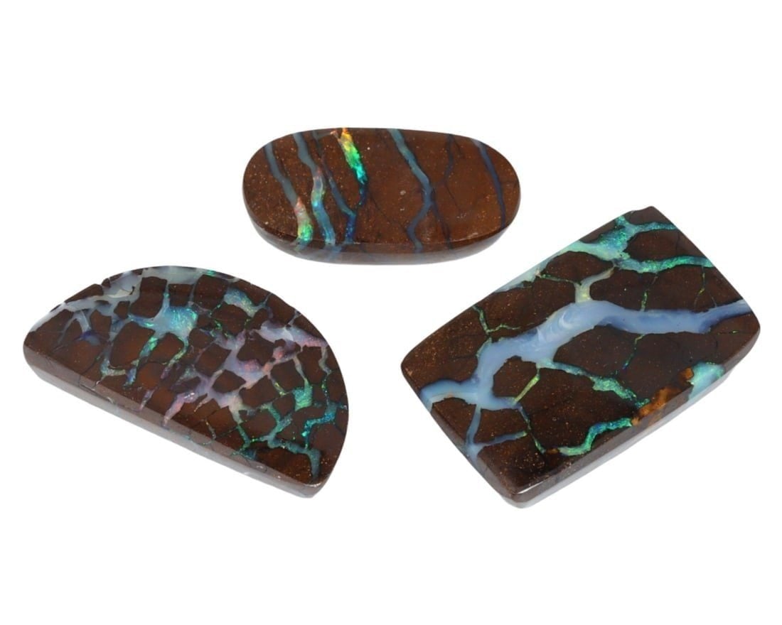 Lot of 3 Australian Matrix Boulder Opal Cabochons Gems (1 of 1)
