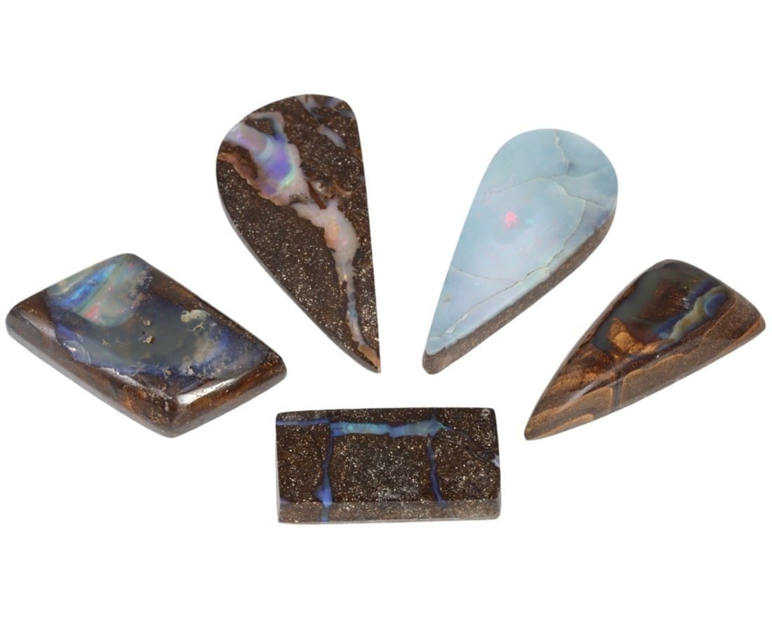 Lot of 5 Australian Matrix Boulder Opal Cabochons Gems (1 of 1)