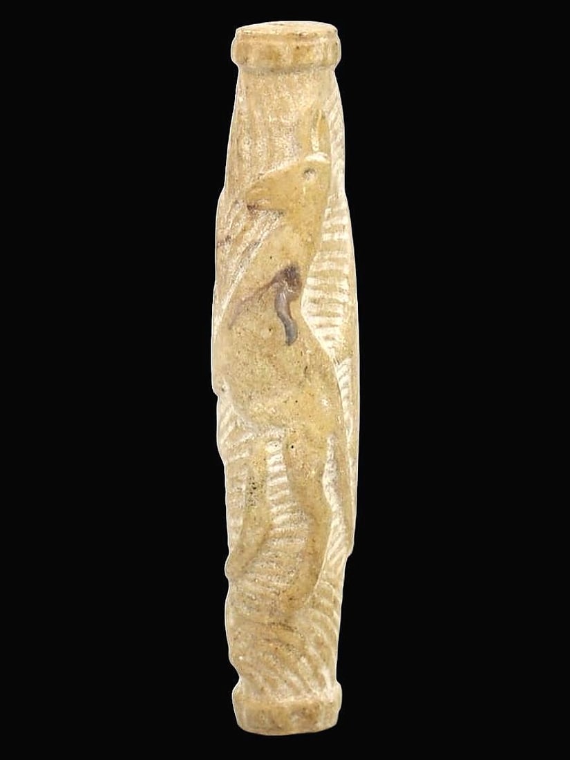 Ancient Byzantine Carved Cylinder Relief Fragment with Ibex Motif (1 of 2)