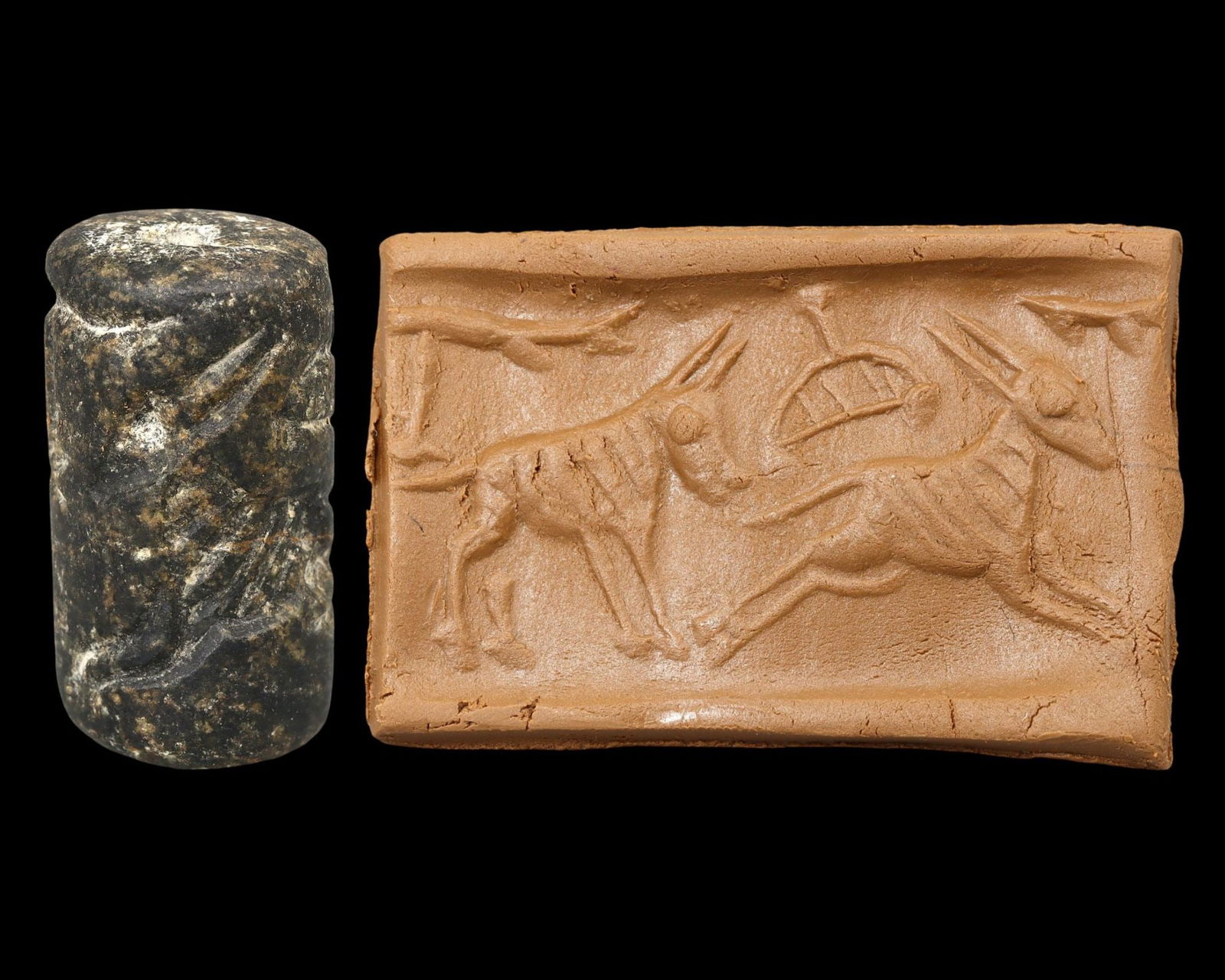 Ancient Near Eastern Cylinder Seal with Bovid Motif, Circa 2000 BCE (1 of 3)