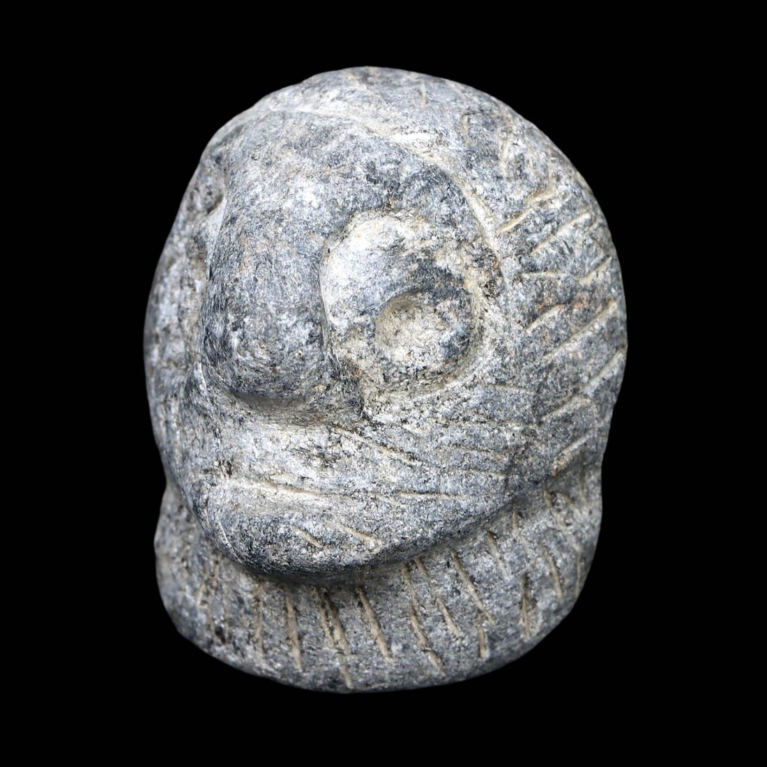 Ancient Near Eastern Steatite Carved Head of Pazuzu, Demon Assyrian, 8th-7th CE BCE (1 of 4)