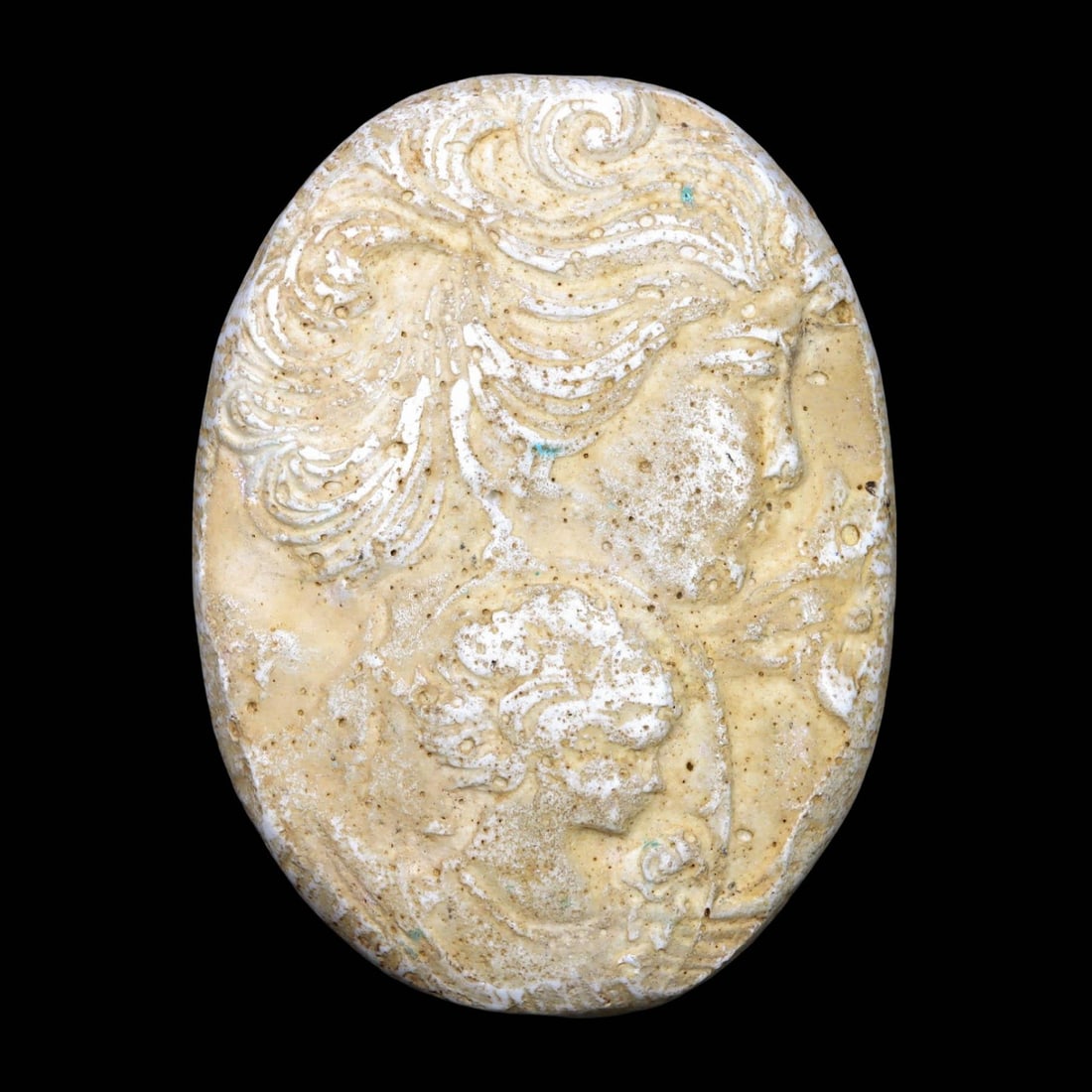 Antique Medieval Period Carved Classical Girl Portrait Stone: Antique Medieval Period Carved Classical Girl Portrait Stone