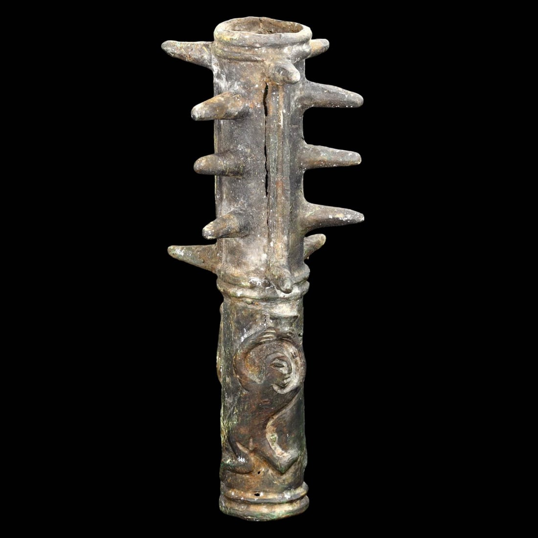 Ancient Luristan Bronze Spiked Mace Head with Figurine Carving, c. 1200-700 BC (1 of 5)