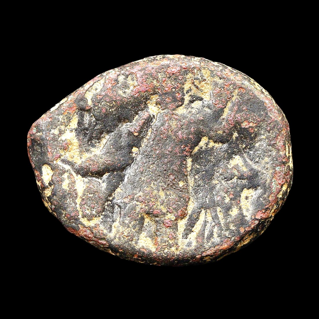 Ancient Kushan Bronze Coin of Vasishka, Taxila Mint, AD 247 - AD 267 (1 of 3)