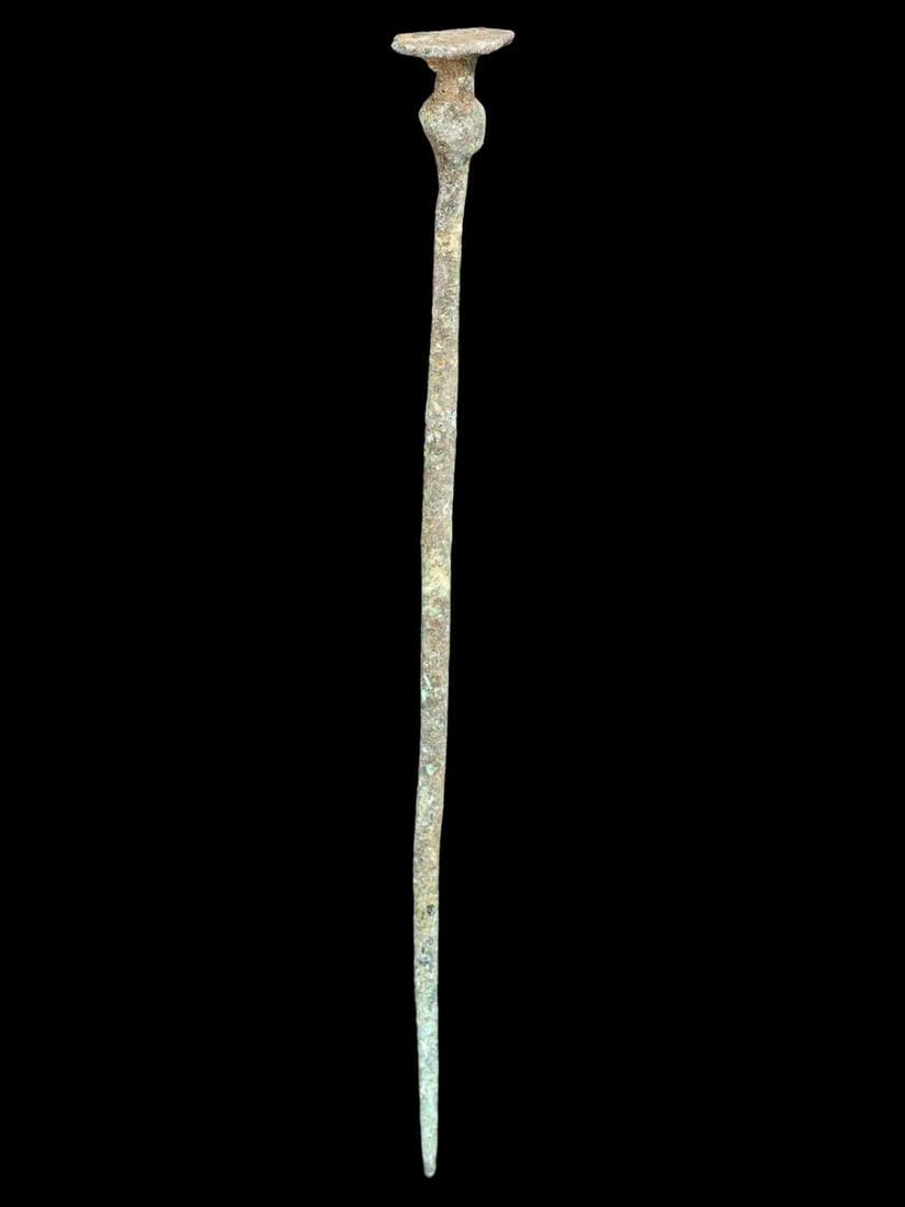 Ancient Luristan (Iran) Iron Age Bronze Opium Poppy Pin, early 1st millennium BCE: Ancient Luristan (Iran) Iron Age Bronze Opium Poppy Pin, early 1st millennium BCE