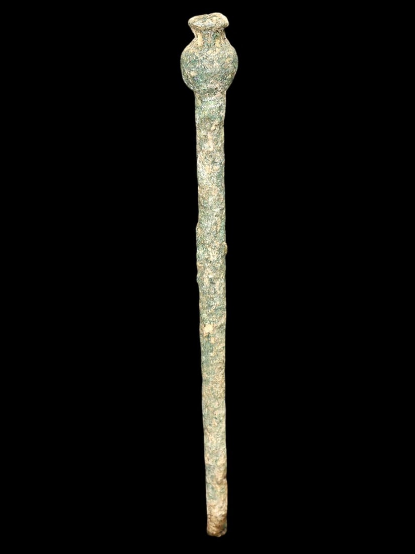 Ancient Luristan (Iran) Iron Age Bronze Opium Poppy Pin, early 1st millennium BCE: Ancient Luristan (Iran) Iron Age Bronze Opium Poppy Pin, early 1st millennium BCE