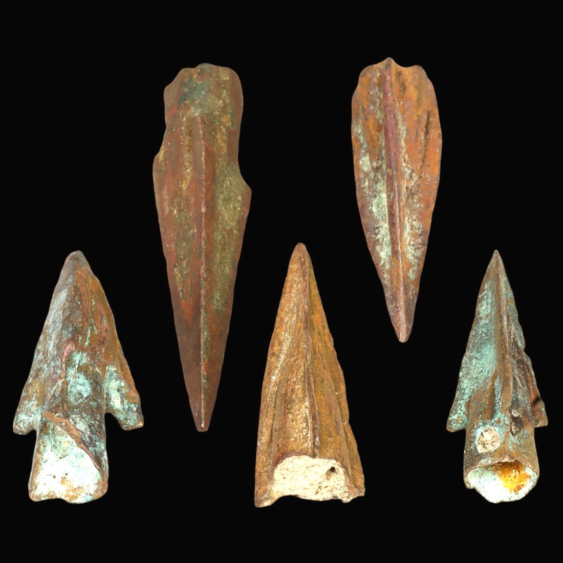 Lot of 5 Iron Age and Classical Period Bronze Arrowheads, 8th-3rd Century BCE (1 of 1)